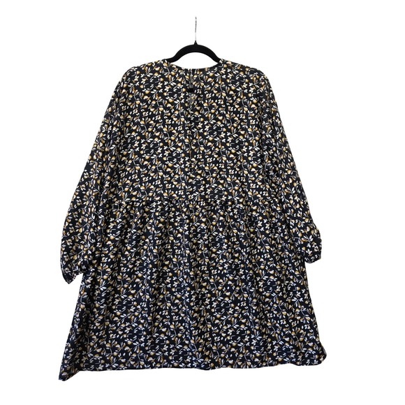 Zara Womens Floral Babydoll Mini Dress Black Yellow Long Sleeve Size S 4437/290 - Picture 2 of 9